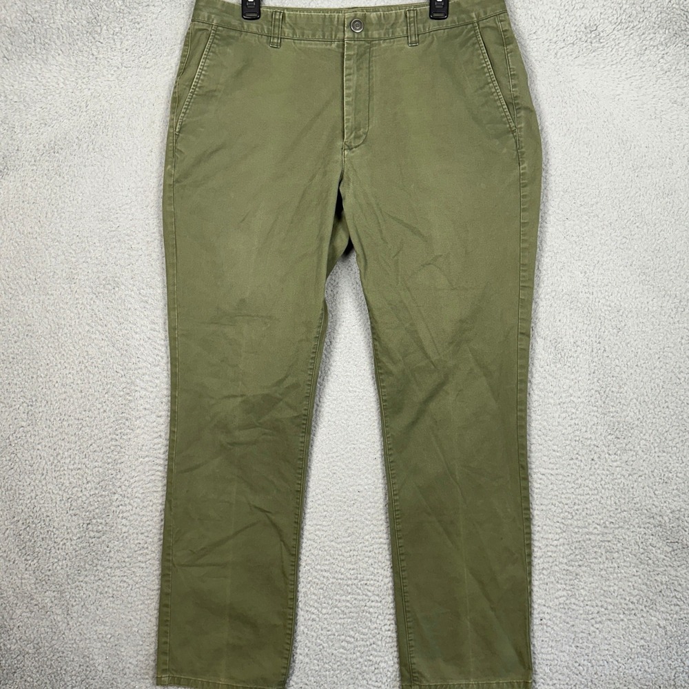 Bonobos Pants Mens 35X32 Slim Fit Olive Green Stretch Chino Flat Front Casual